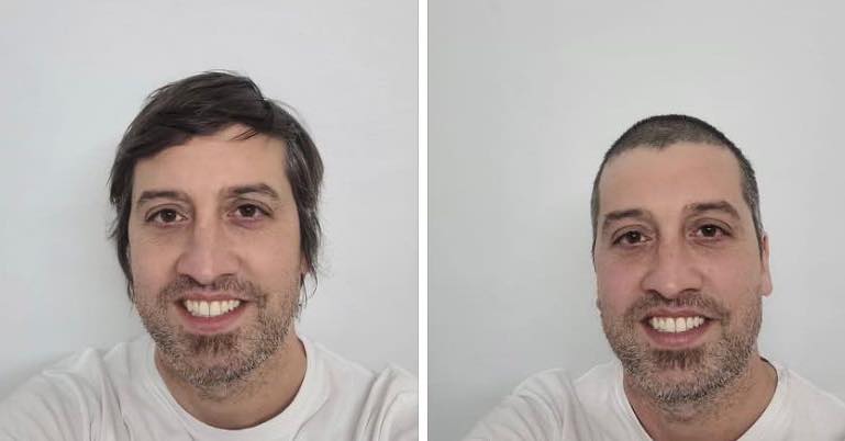 Cristian Roma cumplió  su promesa y se peló  tras el triunfo de Santilli