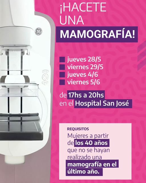 El Hospital San José realizará jornadas gratuitas de mamografías sin turno