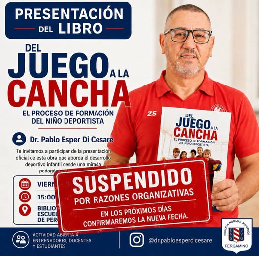 Suspendieron la presentación del libro �??Del juego a la cancha�?� 