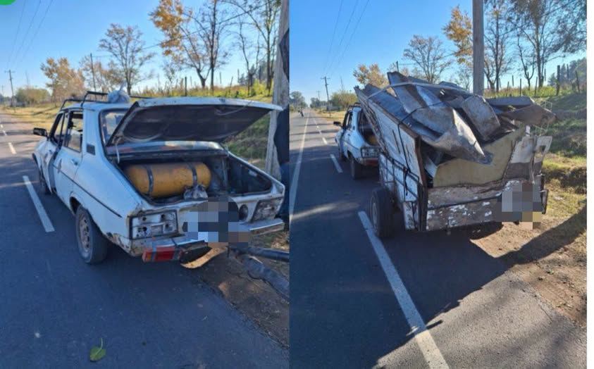Retuvieron un Renault 12 con un carro  cargado de chatarra