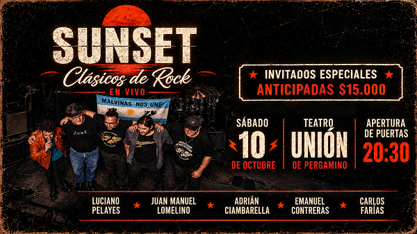 SUNSET llega al Teatro Unión con una noche de clásicos del rock de los 80 y 90